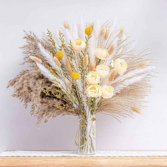 Fankiway Small Dry Flower Rabbit Tail Grass Lover Grass Small Flower Bundle Simulated Dry Flower