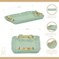 thumbnail image 3 of Lynza Teal & Gold Ribbon Themed Cast Iron Catchall Tray, 3 of 7