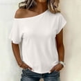 thumbnail image 4 of YUGYXL Womens Cinched Waist Off The Shoulder Tops Dolman Sleeve Banded Bottom Tee Shirts Casual Loose Summer Outfits White Top XL, 4 of 9