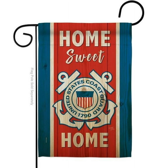 Breeze Decor G158453-BO Home Sweet Coast Guard Garden Flag Armed Forces 13 x 18.5 in. Double-Sided Decorative Vertical Flags for House Decoration Banner Yard Gift
