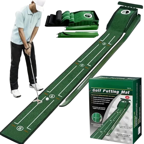SPOCAX Golf Putting Mat Greens,Golf Mats to Practice with Auto Ball Return,8ft Putting Matt for Indoor&Outdoor,Golf Lovers Perfect Gift