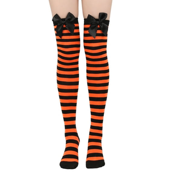 Y2K High Striped Socks Elastic Over The Knee Knit Stockings for Women Kids Girls Halloween Christmas,One Size