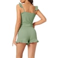 thumbnail image 3 of INSPIRE CHIC Women's 2 Piece Pajamas Sets Crop Cami and Shorts Ruffle Trim Sleepwear Loungewear XS Green, 3 of 5