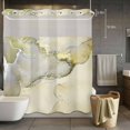 thumbnail image 5 of No Hook Shower Curtains with Snap-in Liner Set, Marble Yellow Waterproof Hotel Style Bathroom Shower Curtain, Modern Abstract Ink Painting Luxury Breathable Mesh Top Window Bath Curtains 66''x72'', 5 of 9