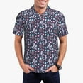 thumbnail image 2 of Balery Watercolor Marine Animals Printed Men’s Short Sleeve Polo Shirt, Midweight Men's Shirt,Golf Polo shirts -3X-Large, 2 of 8