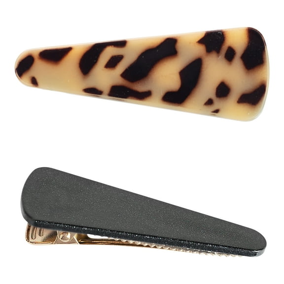 Wild Primrose by Scunci Geometric Salon Clip Barrettes for Secure Hold of All Hair Types in Shiny Black and Milky Tortoise Shell, 2ct