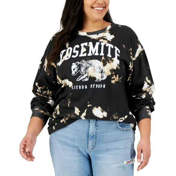 Mighty Fine Womens Trendy Plus Size Tie-Dyed Yosemite Graphic Top,1X