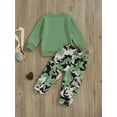 thumbnail image 4 of Wassery Little Girls 2Pcs Fall Outfits Set 1T 2T 3T 4T 5T 6T Toddler Kids Clothes Long Sleeve Letter Print Sweatshirt Tops Elastic Waist Camouflage Cargo Pants, 4 of 8