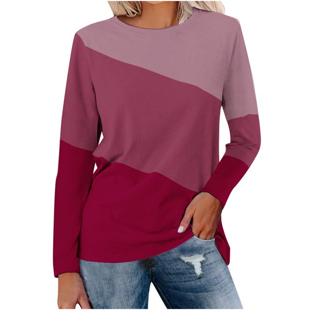 KIHOUT Hauts pour Femmes Printemps Hiver Couleur Unie Col Rond Manches Longues Chandails en Molleton Amples Blouse Haut