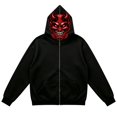 thumbnail image 3 of XIAOCHA Mens Halloween Hooded Sweatshirt Red Demon Face Mask Graphic Hoodies Sweatshirt, Red, Sizes XXXL, 3 of 8