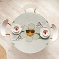 thumbnail image 3 of Ambesonne Emoji Fitted Round Tablecloth, Boho Leafy Design Floral Face, 40"- 44" Diameter, Pale Eggshell Marigold, 3 of 4