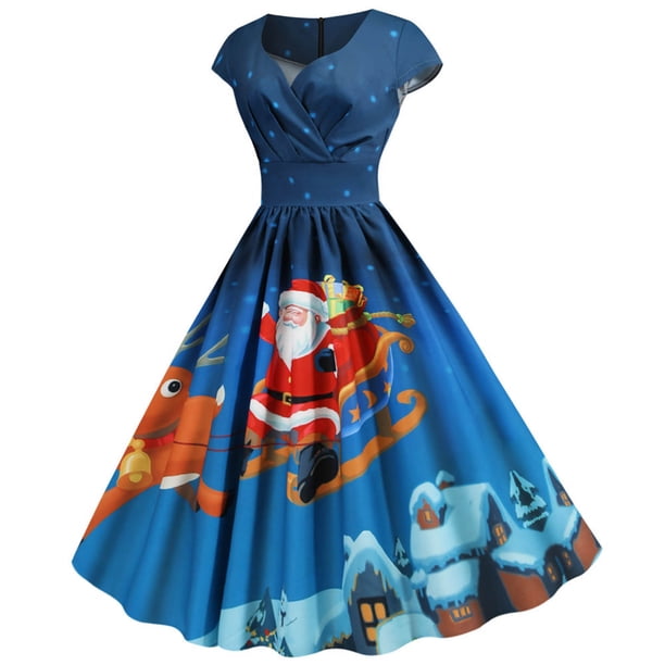 Guest Dresses Amazon Womens Christmas Dresses Pisexur Christmas Dress  Women's Round- Neck Christmas Printing