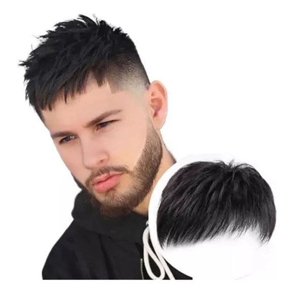 Peluca Corta Y Recta Con Flequillo Para Hombre