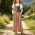 thumbnail image 2 of WAYUTE Girls Overalls 4th of July Patriotic Graphic Soft Wide Leg Jumpsuits with Pockets Independence Day Versatile Summer Outfits, 2 of 7