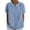 Blue, variant on Womens Cotton Linen Blouses Casual Patchwork Lapel Puff Short Sleeves Plus Size Tops for Women Summer Trendy Loose Flowy Plaid Womens T-shirt Blue XXL