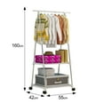 thumbnail image 6 of Clothes Rack on Wheels, Rolling Garment Rack w/2-Tier Storage Shelves, Clothes Rack Hanging Rack for Shoes Clothing, Portable Garment Laundry Rack for Home Office Dorm, White, 6 of 8