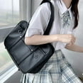 thumbnail image 3 of HUISZJ Shoulder Bag, Leisure Tote Bag, PU Leather Shoulder Bag for Work Travel Outdoor (Black), 3 of 7