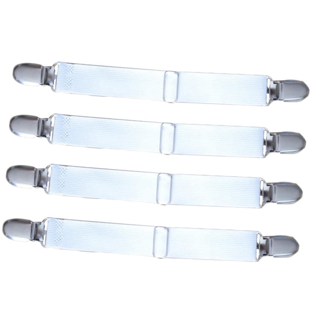 4 Pieces Black Bed Sheet Holder Strap Clip Sheet Gripper Garter, 2-Heads Or 3-Heads, Black Macarena Clips de hoja