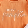 thumbnail image 6 of WIBACKER Newborn Baby Girl Halloween Clothes Infant Cutest Pumpkin Romper Bell Bottom Pants Headband 0-18 Months Baby Girls Fall Outfits, 6 of 9