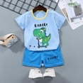 thumbnail image 2 of NIEWTR Toddler Boys Pajamas Two Piece Set Short Sleeve Top + Comfy Shorts Soft Breathable Children Kids Pjs Summer Pajamas for Boys 2T 3T 4T 5T Gift Sets(A-Sky Blue,6-12 Months), 2 of 4