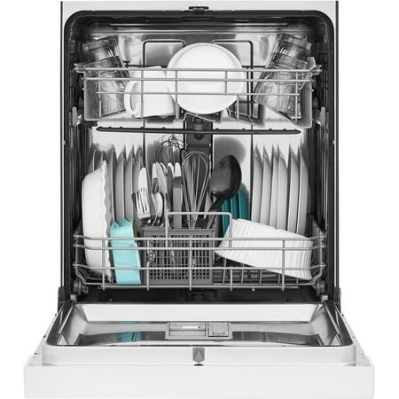 Frigidaire - 24" Compact Front Control Built-In Dishwasher with Stainless Steel Tub, 52 dBA - White