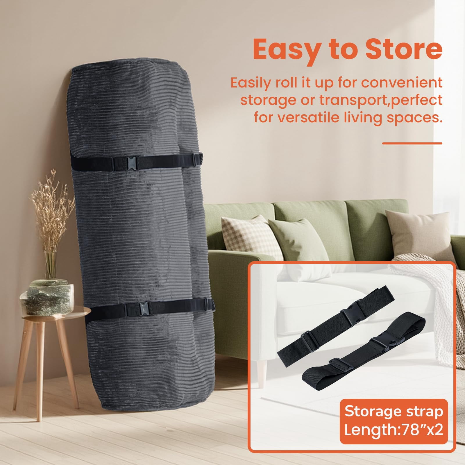 Kaiya 8 Inch Folding Full Medium Tight Top Poly Foam Mattresses,  Grey(Frame Not Included)