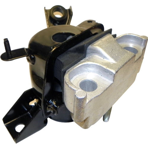 soporte motor rav4 2006 al 2008 toyota 2.4l l4 derecho/pasajero dai vista 3/4 frontal de soporte de motor DAI para RAV4 2006–2008, lado derecho/pasajero, alojamiento metálico fundido plateado con brazo de montaje negro y cojín de hule visible, orificios de perno y orejetas de sujeción, pieza nueva, reemplazo OEM 7456-H, cantidad 1.
