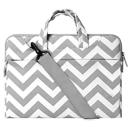 15.4' Laptop Satchel Mosiso Chevron Laptop Sleeve Case Cover Bag with Shoulder Strap for 15-15.6 Inch 2017/2016 MacBook Pro with Touch Bar A1707, MacBook Pro, Notebook, Compatible with 14 Inch Ultrabook, Gray ()
