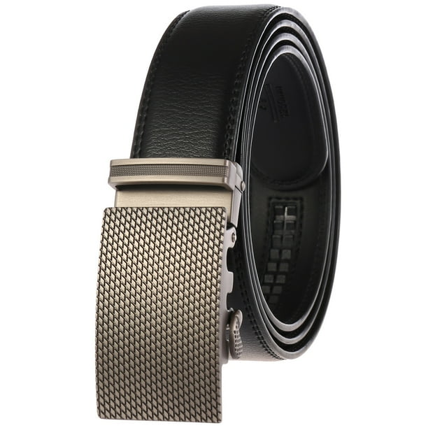 Cinturón De Trinquete Para Hombre - Cuero, Hebilla Deslizante, Ajuste Perfecto, Ancho 3.5 Cm