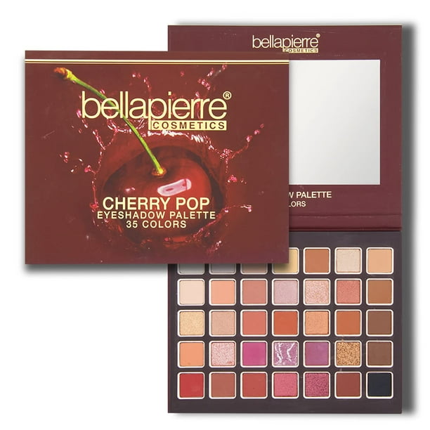 paleta de maquillaje de sombras de ojos bellapierre Cherry Pop | 35 tonos coloridos en una gama de acabados mate satinados y brillantes | No tóxico y libre de parabenos | Vegano y libre de crueldad