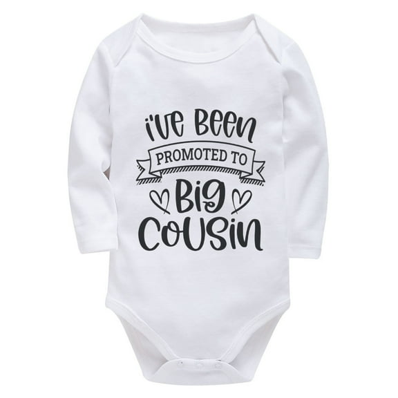 I've Been Promoted To Big Cousin Summer Baby Jumper Long Sleeve Baby Girl First Outfit from Hospital White Baby Onsies 0-3 M