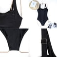 thumbnail image 3 of Trajes de baño de una pieza con realce y acolchado vintage para mujer Trajes de baño con control de barriga Trajes de baño de talla grande (negro) Zhivalor BST3003546-2, 3 of 5