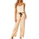 thumbnail image 2 of Conjuntos de pijama de satén para mujer INSPIRE CHIC, top de tirantes, pantalones palazzo con una máscara para dormir, 3 piezas, ropa de dormir de seda, XL, champán, 2 of 5