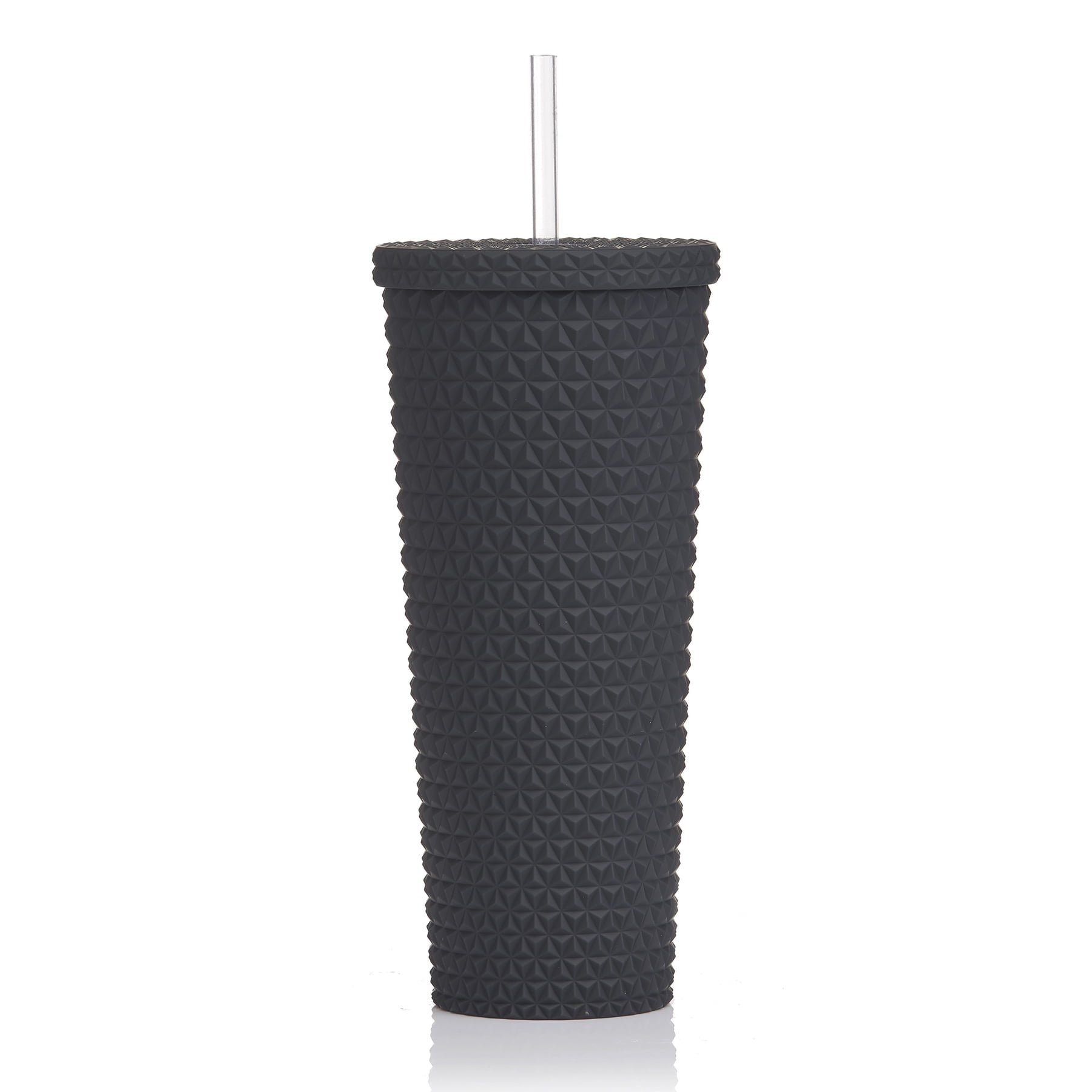 Mainstays MS 26oz Double Wall AS Plastic Textured Tumbler Rich Black