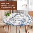 thumbnail image 5 of Chinese Style Round Fitted Table Cover Blue Flowers and Birds Figure Waterproof Table Cloth with Elastic Edge Wipeable Tablecloth for Picnic Camping Party Fits 36"-44" Diameter, 5 of 8