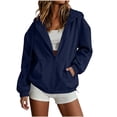 thumbnail image 2 of Snorda Deal Jackets for Women Hooded Windbreaker Jacket Full Zip Lightweight Rain Jackets with Drawstring Hems Solid Color Loose Waterproof Outerwear for Fall Outdoors Wear, 2 of 9
