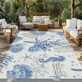 thumbnail image 3 of Fsddascl Blue Seashells Outdoor Rug for Patio/Deck/Porch, Non-Slip Large Area Rug 5 x 8 Ft, Coastal Nautical Ocean Starfish Coral Indoor Outdoor Rugs Washable Area Rugs, Camping Rug Carpet, 3 of 5
