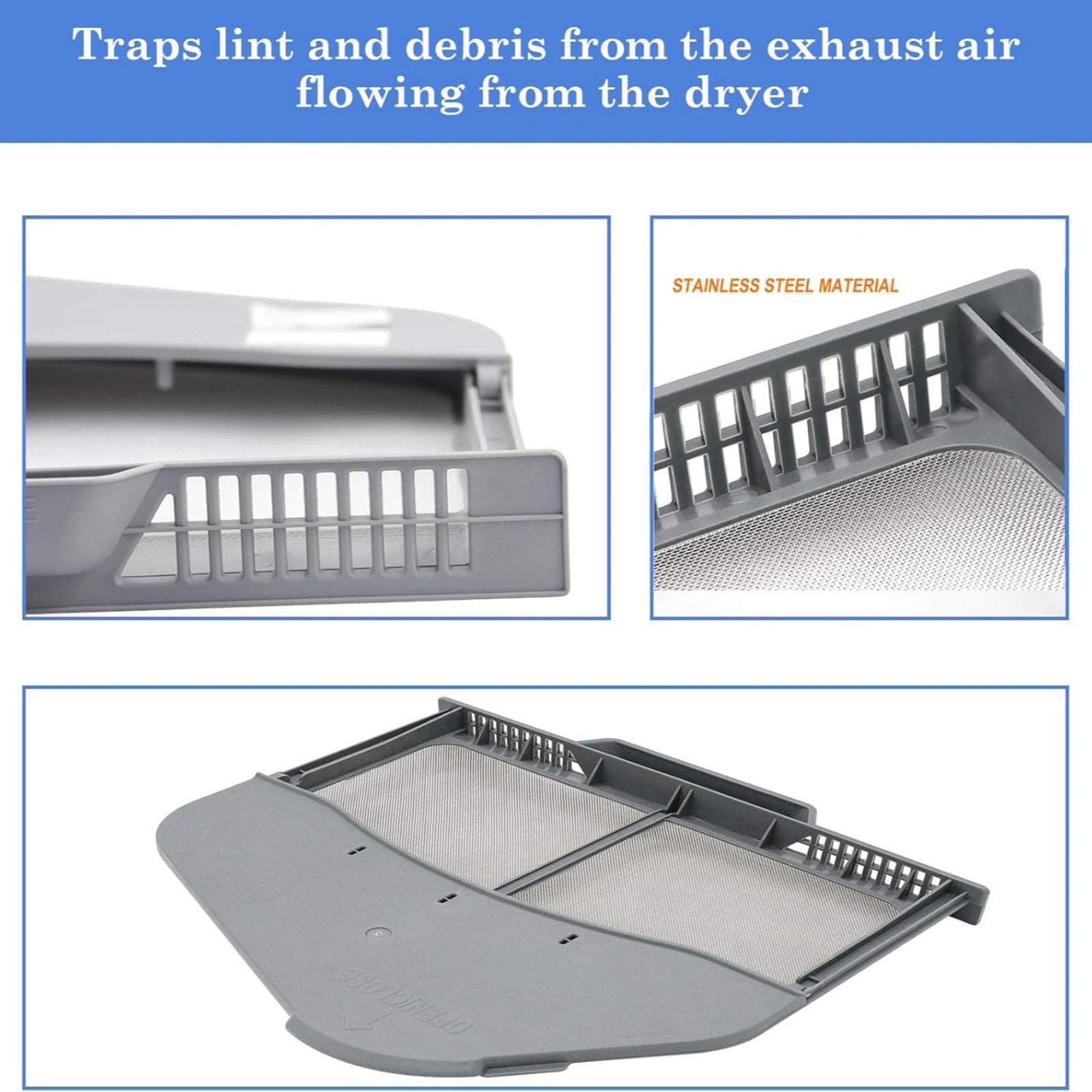TAPDRA Dryer Lint Filter DC97-16742A Stainless Steel Mesh Plastic Frame Prevents Lint Buildup Efficient for Samsung