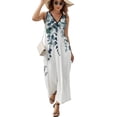 thumbnail image 2 of Watercolor Floral Dress Summer Street Style Bohemia Long Dresses Female Sleeveless Printed Maxi Dress, 2 of 9