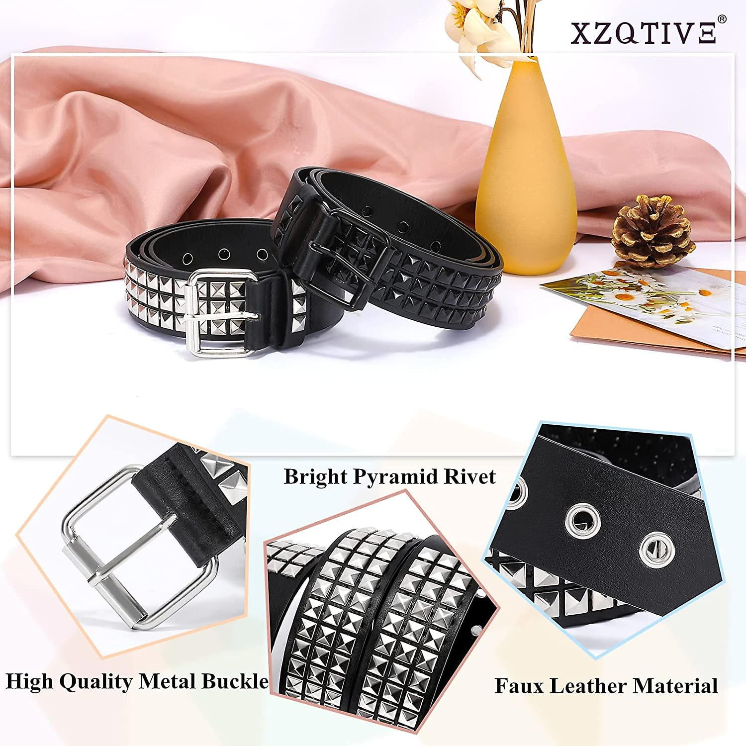 Ceinture Cloutee Metal Punk Rock Rivets pour Femmes hommes Ceinture en Cuir Punk Accessoires Gothiques pour Jeans Pantalons Bomveson Walmart