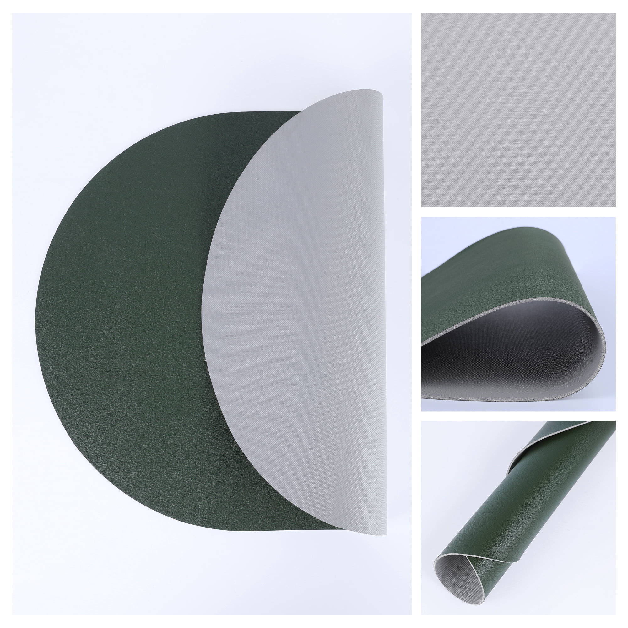 Unique Bargains Set of 6 Leather Table Placemats for Dining Table Decor Dark Green Gray