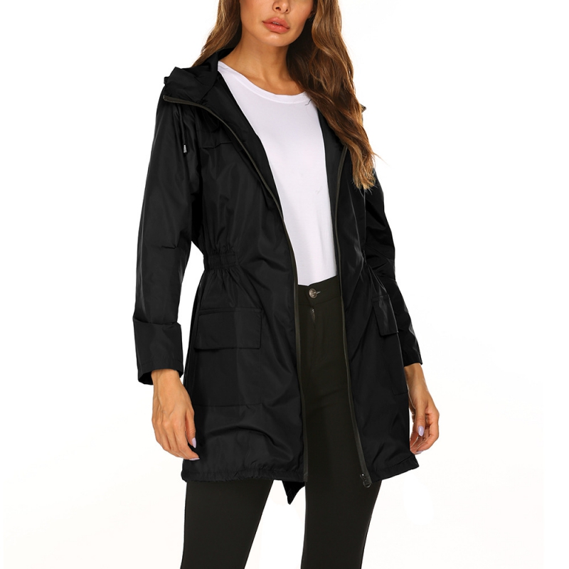 Women's Plus Size Water Repellent Long Raincoat Coat Women's Raincoat Rain Jacket Lightweight Waterproof Coat Jacket Windbreaker with Hooded - image 2 of 7
