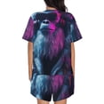 thumbnail image 6 of Uemuo Hip-Hop Glasses Gorilla Pattern Women's Short-Sleeved Pajama, Button-Front Loungewear, 2-Piece Summer Sleepwear, Elastic Drawstring Shorts-Small, 6 of 7