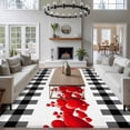 thumbnail image 3 of Large Area Rugs for Living Room Bedroom, Valentine's Day 5'x8' Rug Washable Carpet Runner Indoor Outdoor, Red Loves Romantic Black White Plaid Non Slip Floor Mats Rug for Kitchen, Bathroom, 3 of 8