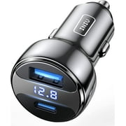 INIU Fast Car Charger, 66W Dual Ports [USB C+USB A] Car Adapter for iPhone iPad Samsung, Black