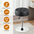 thumbnail image 4 of HomGarden Tufted Adjustable Vanity Stool Modern 360° Swivel Makeup Ottoman Stool PU Leather Black, 4 of 11
