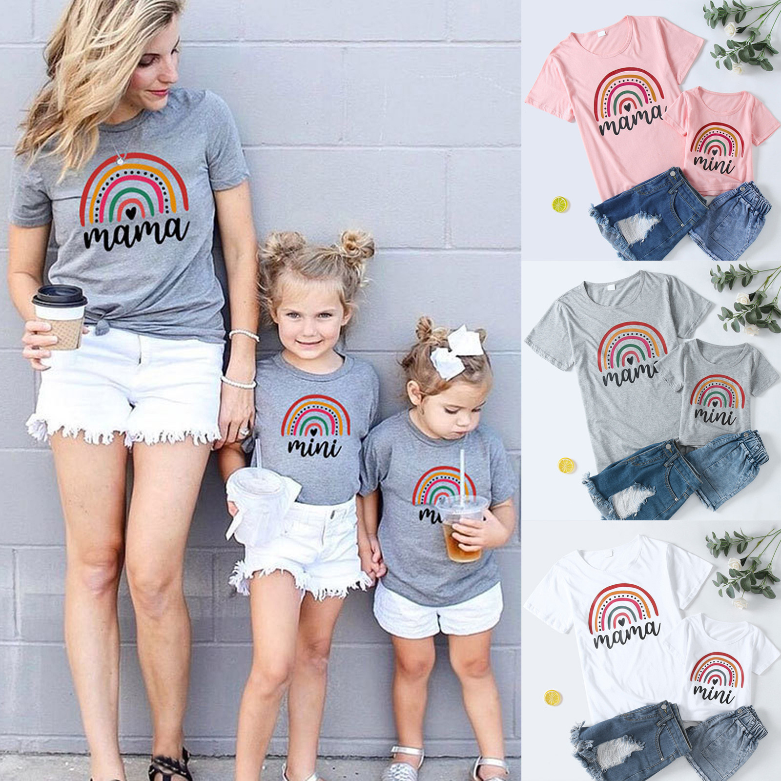 TAIAOJING Mommy and Me Outfits T Short Tops And Blouse Casual Kids Me Summer Clothes Shirt Outfits Sleeve Family Baby Mommy For Toddler Rainbow Tee Girls Girls Tops 2-3 Years - image 5 of 9