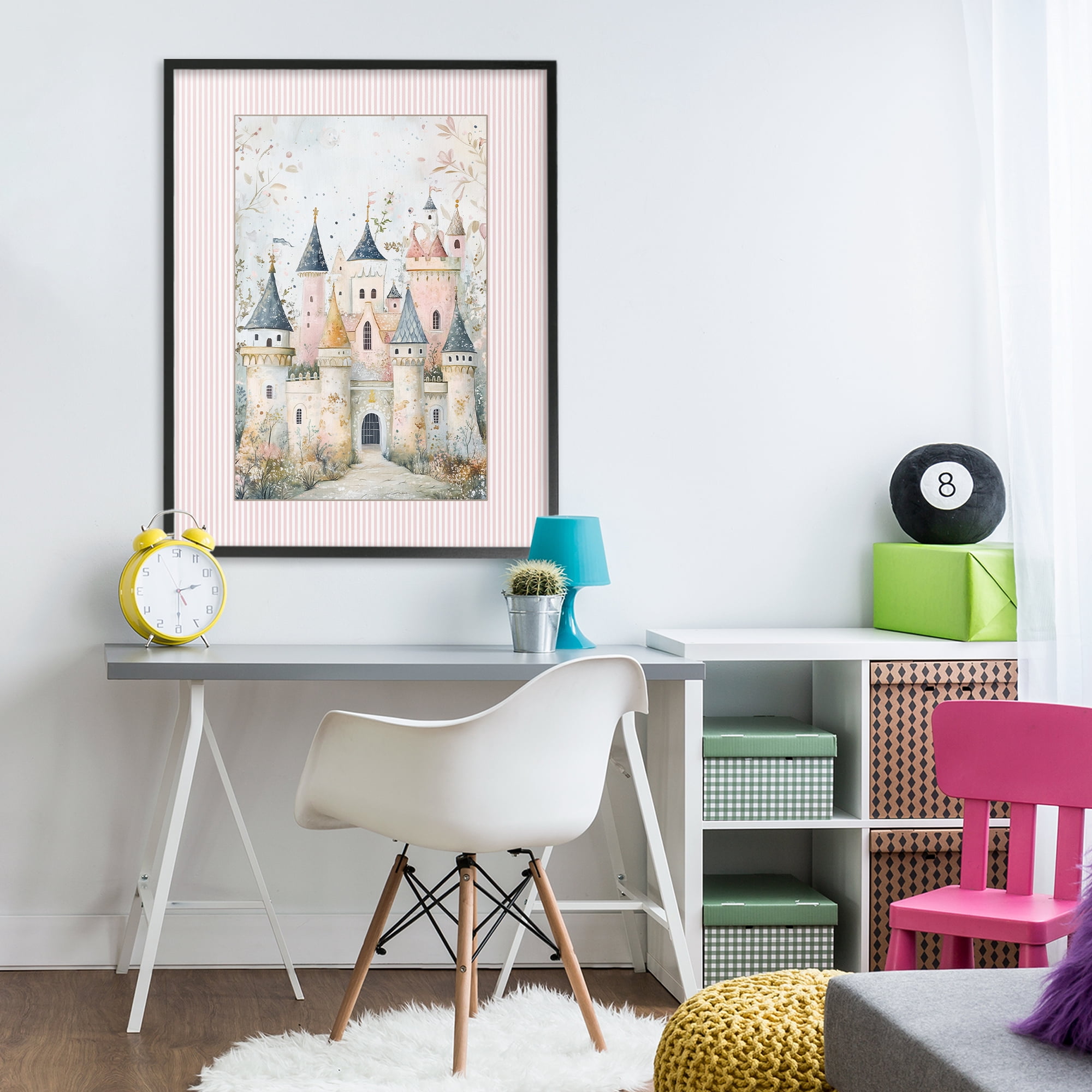 Stupell Industries Enchanted Dreams Castle Black Framed Giclee Art, design by Christine Simpson Art