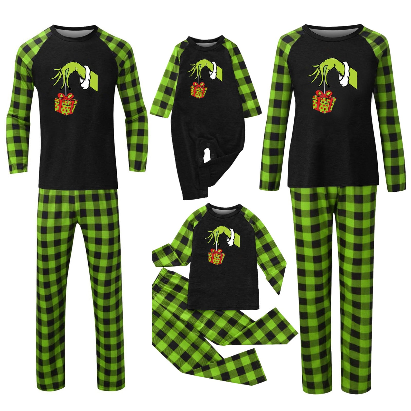 Family Christmas Pajamas The Grinch s Hand Matching Family Outfits Coordinating Matching Pjs Christmas Supplies for Family Members Green
