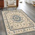 thumbnail image 3 of Vintage Floral Pattern Washable Area Rug 2.7 x 5 ft Traditional Flowers Bohemian Style , Soft Non Slip Rugs Stain Repellent Indoor Felt Carpet for Living Dining Room Bedroom Home Office, 3 of 9